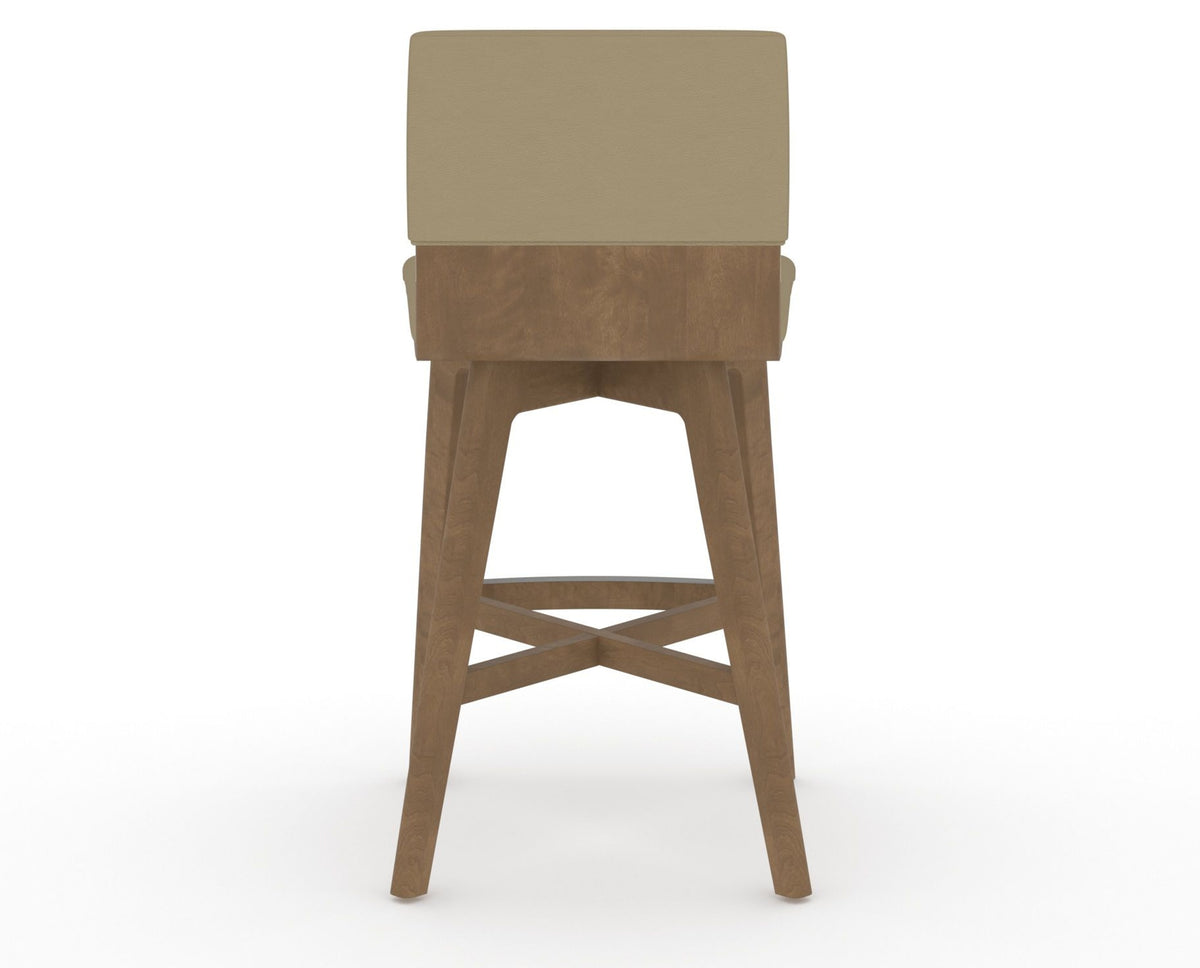 Canadel Downtown Swivel Counter or Bar Stool 8142 in XY Faux Leather and 25 Pecan Washed, back view