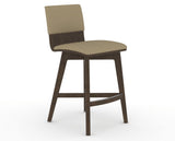 Canadel Downtown Swivel Counter or Bar Stool 8142 in XY Faux Leather and 29 Hazelnut Washed, three-quarter view