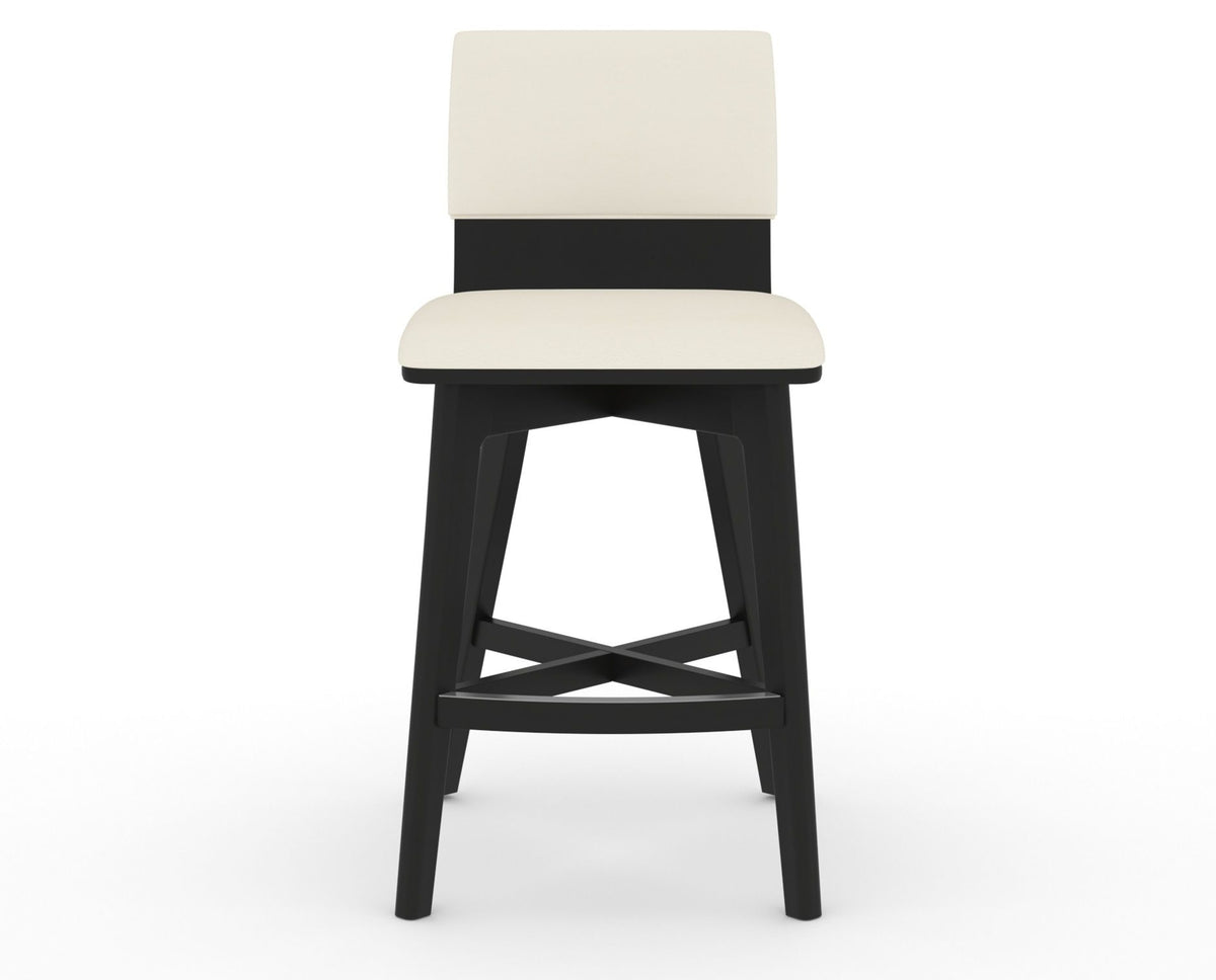 Canadel Downtown Swivel Counter or Bar Stool 8142 in YJ Faux Leather and 05 Peppercorn Washed, front view