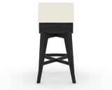 Canadel Downtown Swivel Counter or Bar Stool 8142 in YJ Faux Leather and 05 Peppercorn Washed, back view