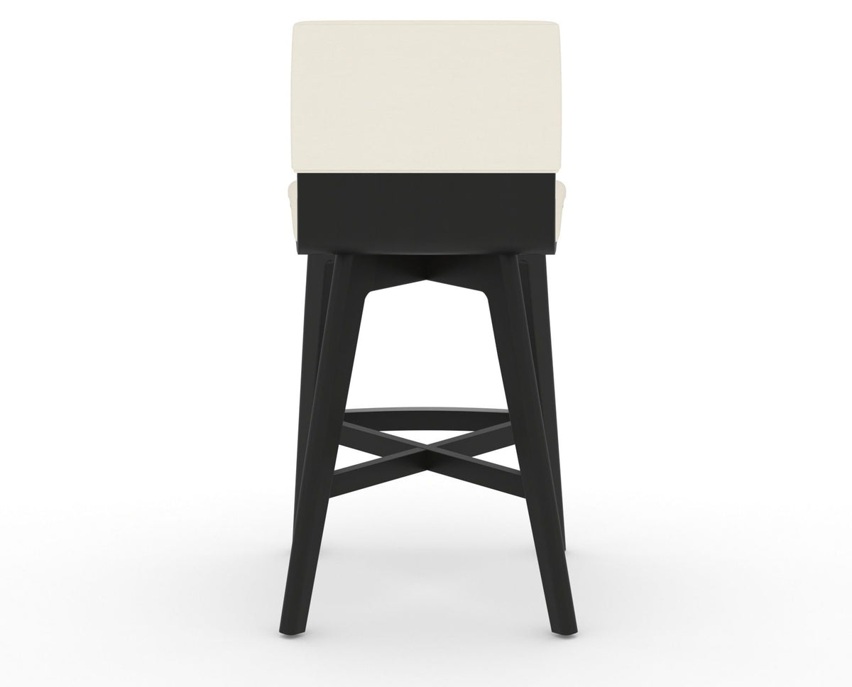 Canadel Downtown Swivel Counter or Bar Stool 8142 in YJ Faux Leather and 05 Peppercorn Washed, back view