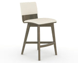 Canadel Downtown Swivel Counter or Bar Stool 8142 in YJ Faux Leather and 08 Shadow, three-quarter view