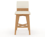 Canadel Downtown Swivel Counter or Bar Stool 8142 in YJ Faux Leather and 20 Caramel Washed, front view