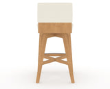 Canadel Downtown Swivel Counter or Bar Stool 8142 in YJ Faux Leather and 20 Caramel Washed, back view