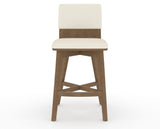 Canadel Downtown Swivel Counter or Bar Stool 8142 in YJ Faux Leather and 25 Pecan Washed, front view