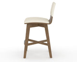Canadel Downtown Swivel Counter or Bar Stool 8142 in YJ Faux Leather and 25 Pecan Washed, side view