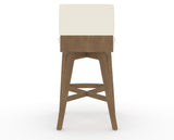 Canadel Downtown Swivel Counter or Bar Stool 8142 in YJ Faux Leather and 25 Pecan Washed, back view