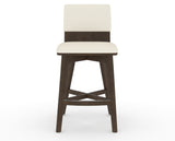 Canadel Downtown Swivel Counter or Bar Stool 8142 in YJ Faux Leather and 29 Hazelnut Washed, front view