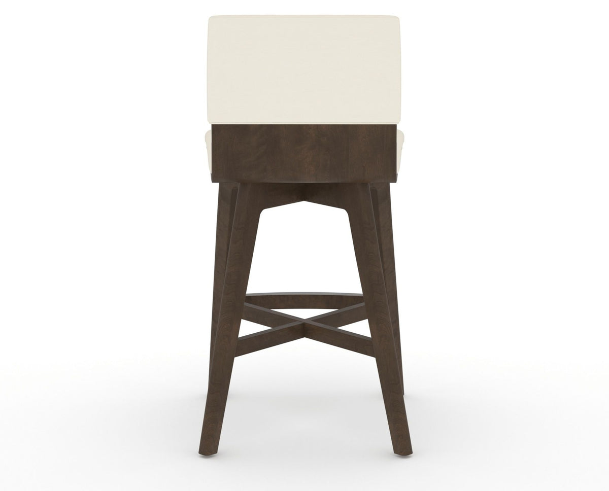 Canadel Downtown Swivel Counter or Bar Stool 8142 in YJ Faux Leather and 29 Hazelnut Washed, back view