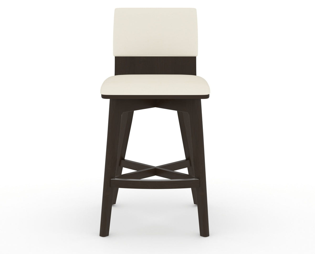 Canadel Downtown Swivel Counter or Bar Stool 8142 in YJ Faux Leather and 59 Davy's Grey, front view