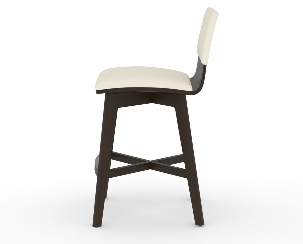 Canadel Downtown Swivel Counter or Bar Stool 8142 in YJ Faux Leather and 59 Davy's Grey, side view