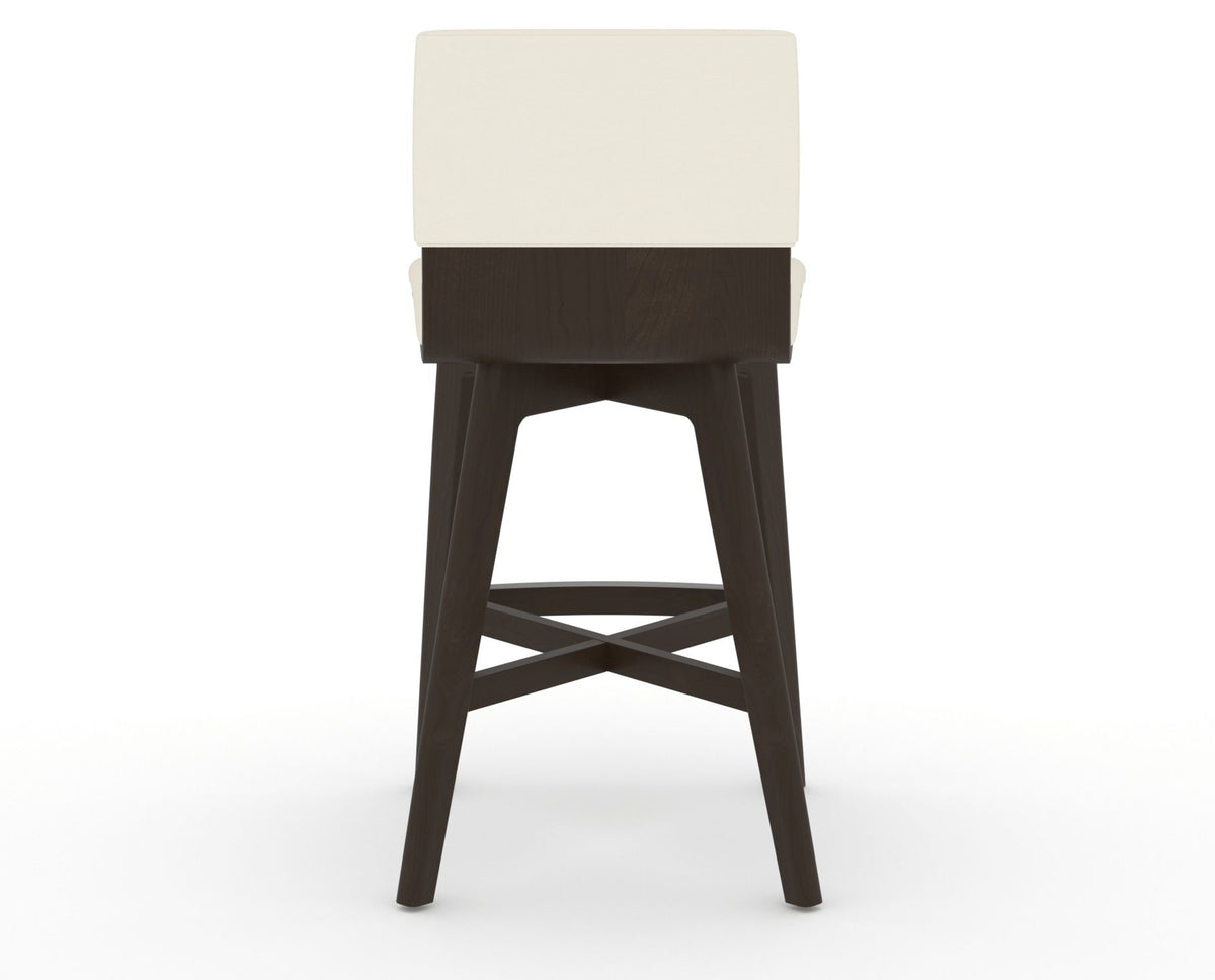 Canadel Downtown Swivel Counter or Bar Stool 8142 in YJ Faux Leather and 59 Davy's Grey, back view