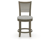 Canadel Upholstered Counter Stool 8229 in 7C Fabric and 08 Shadow and Swivel Base, front view