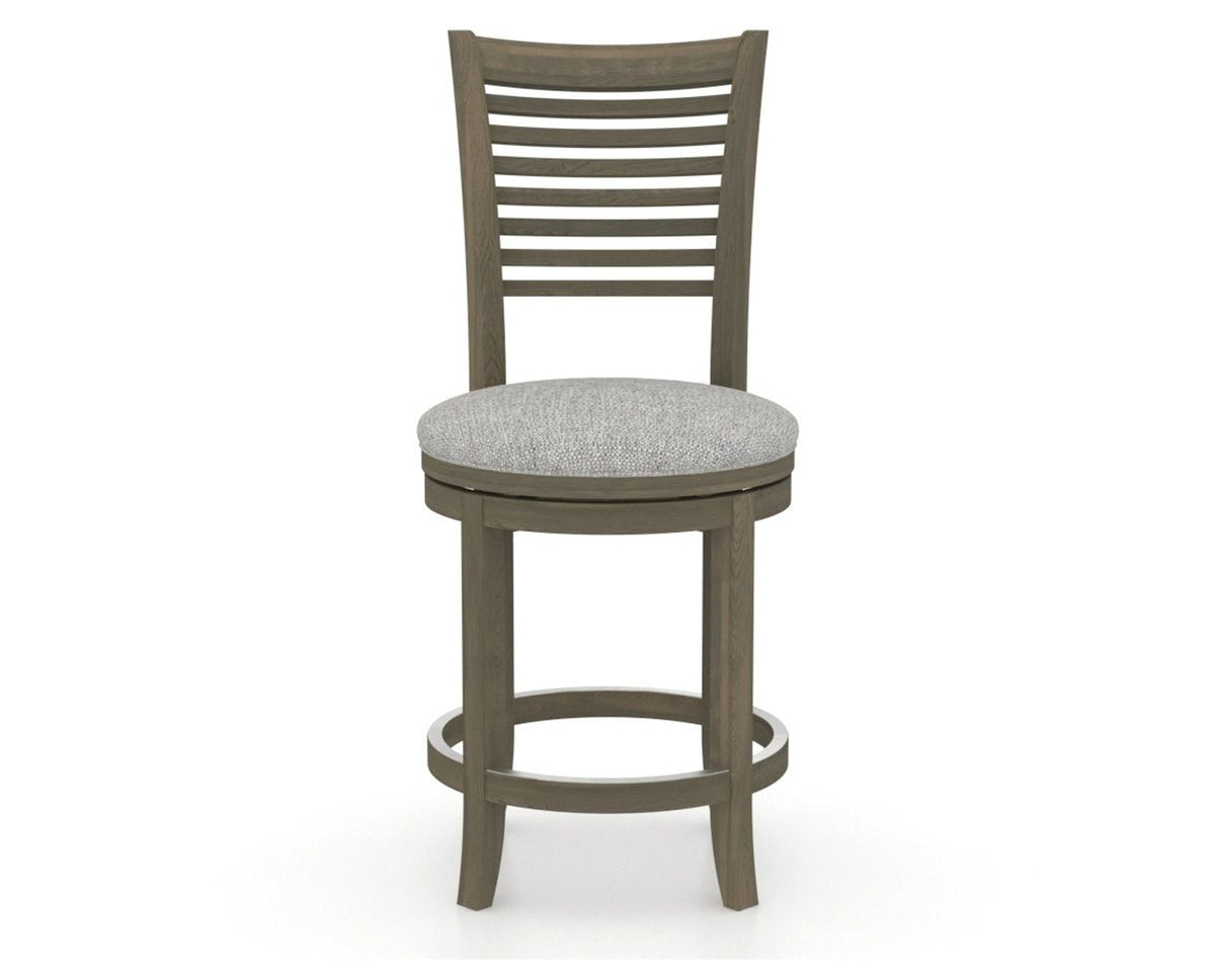 Canadel Upholstered Counter Stool 8229 in 7C Fabric and 08 Shadow and Swivel Base, front view