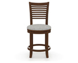 Canadel Upholstered Counter Stool 8229 in 7C Fabric and 19 Cognac Washed and Swivel Base, front view