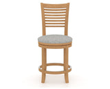 Canadel Upholstered Counter Stool 8229 in 7C Fabric and 20 Caramel Washed and Swivel Base, front view