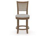 Canadel Upholstered Counter Stool 8229 in 7C Fabric and 25 Pecan Washed and Swivel Base, front view