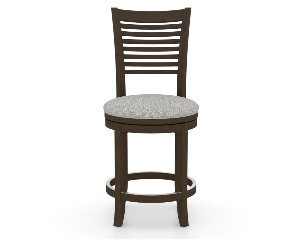 Canadel Upholstered Counter Stool 8229 in 7C Fabric and 29 Hazelnut Washed and Swivel Base, front view