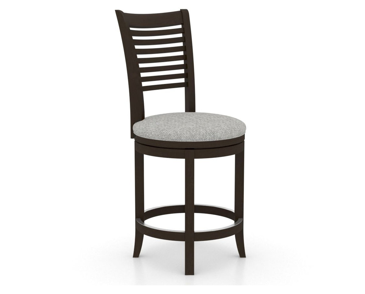 Canadel Upholstered Counter Stool 8229 in 7C Fabric and 59 Davy's Grey and Swivel Base, three-quarter view
