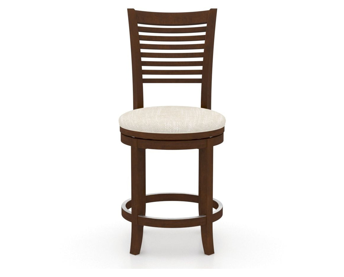 Canadel Upholstered Counter Stool 8229 in FT InsideOut® and 19 Cognac Washed and Swivel Base, front view