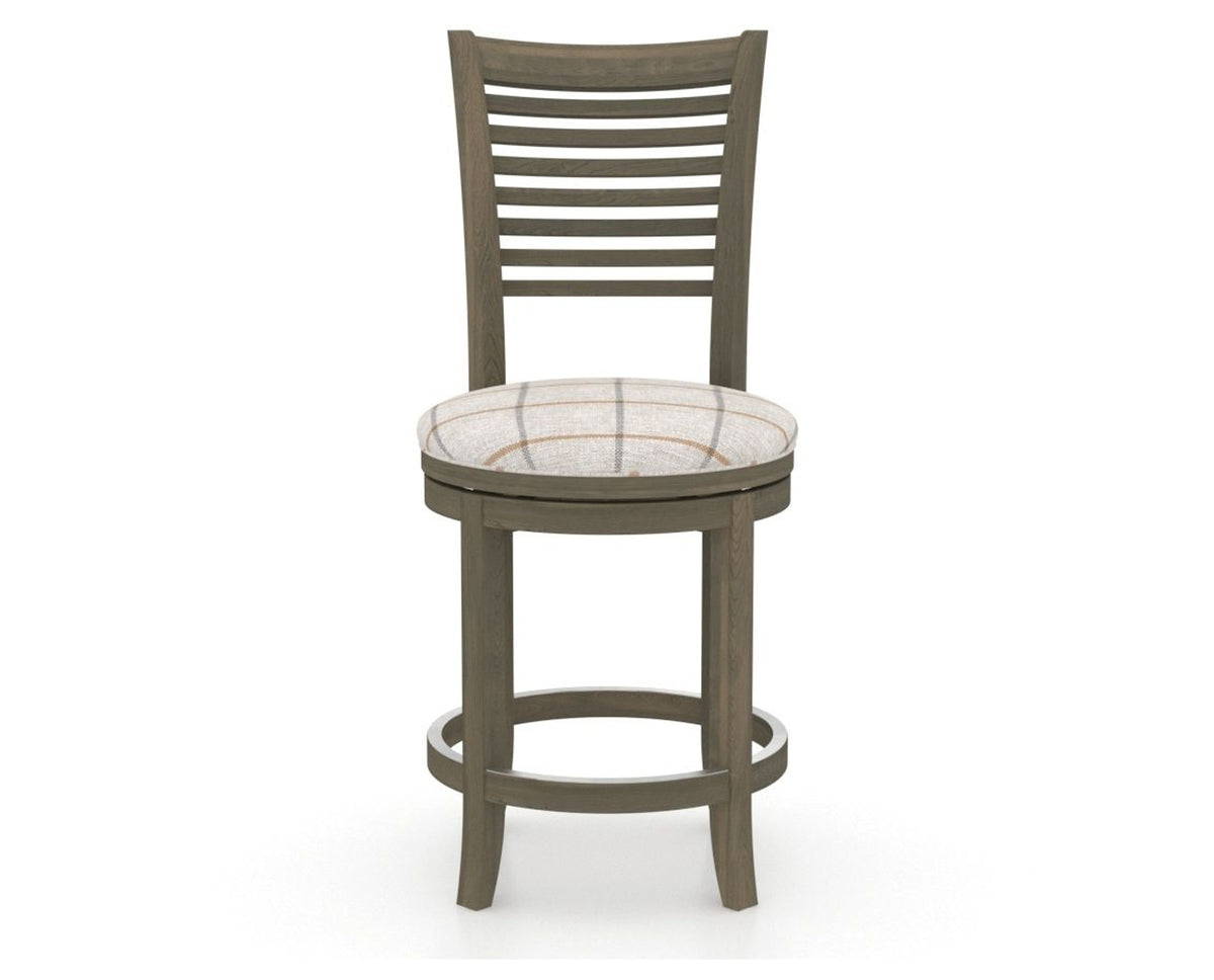 Canadel Upholstered Counter Stool 8229 in OZ Fabric and 08 Shadow and Swivel Base, front view