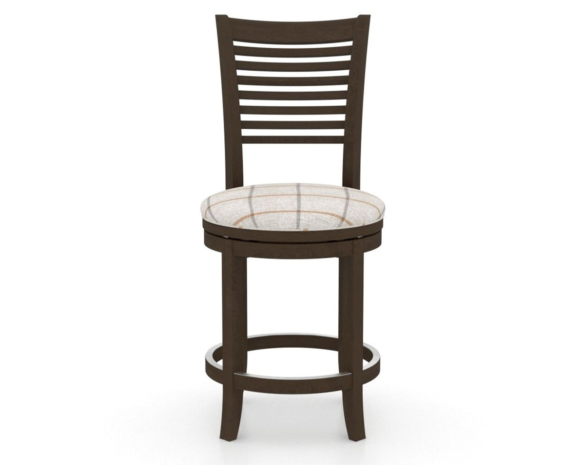 Canadel Upholstered Counter Stool 8229 in OZ Fabric and 29 Hazelnut Washed and Swivel Base, front view
