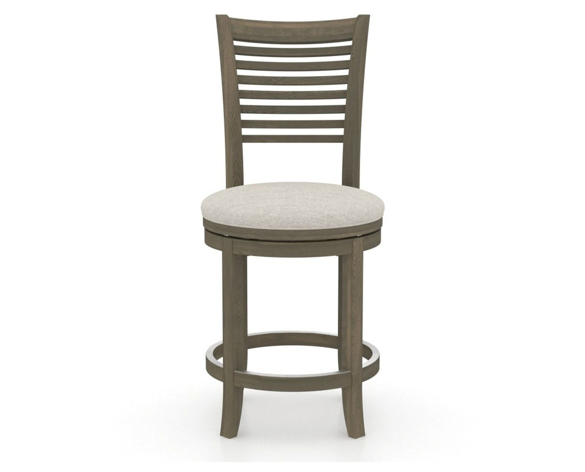 Canadel Upholstered Counter Stool 8229 in TB Fabric and 08 Shadow and Swivel Base, front view