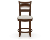 Canadel Upholstered Counter Stool 8229 in TB Fabric and 19 Cognac Washed and Swivel Base, front view