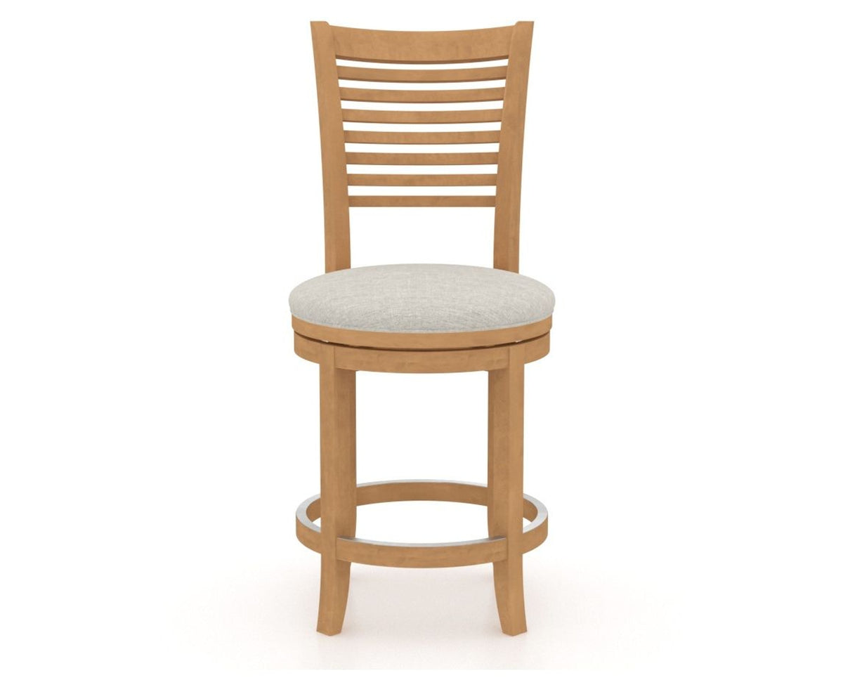 Canadel Upholstered Counter Stool 8229 in TB Fabric and 20 Caramel Washed and Swivel Base, front view