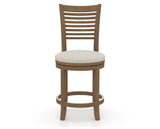 Canadel Upholstered Counter Stool 8229 in TB Fabric and 25 Pecan Washed and Swivel Base, front view