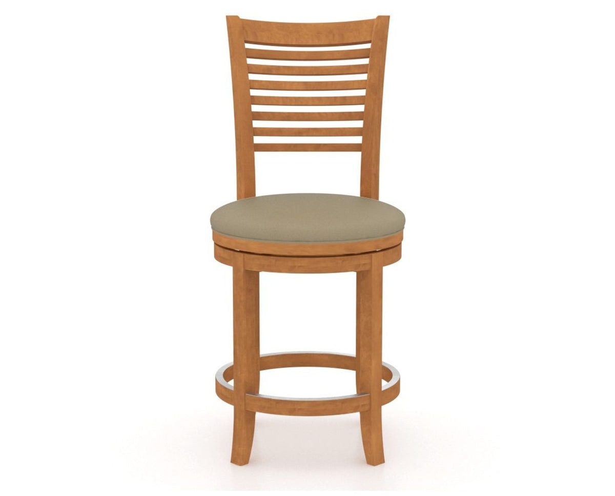 Canadel Upholstered Counter Stool 8229 in XY Faux Leather and 01 Honey Washed and Swivel Base, front view