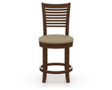 Canadel Upholstered Counter Stool 8229 in XY Faux Leather and 19 Cognac Washed and Swivel Base, front view