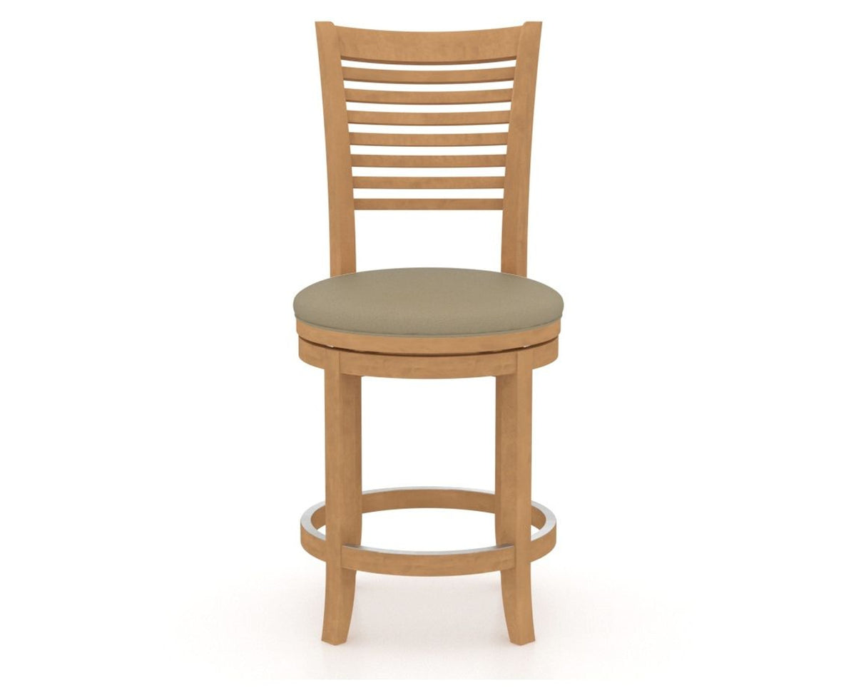 Canadel Upholstered Counter Stool 8229 in XY Faux Leather and 20 Caramel Washed and Swivel Base, front view