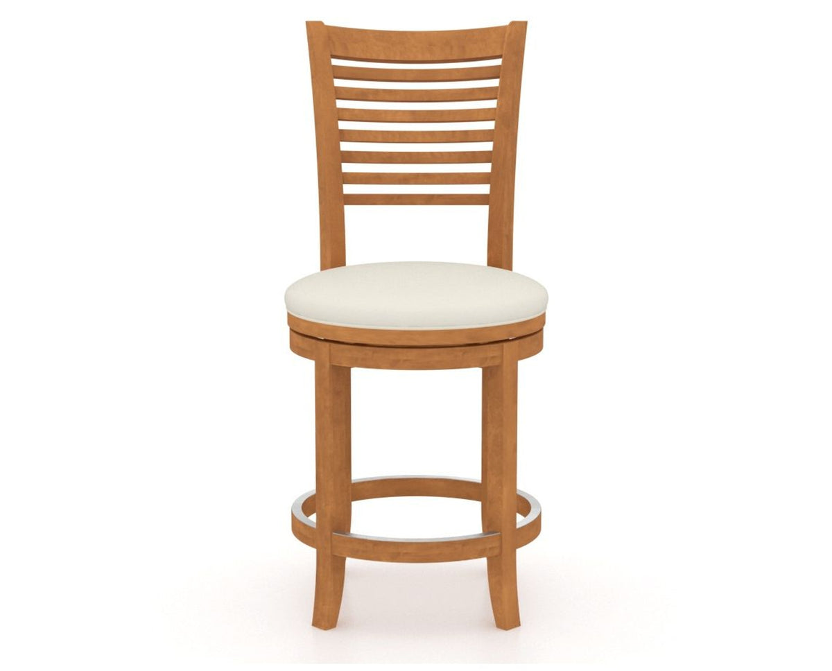 Canadel Upholstered Counter Stool 8229 in YJ Faux Leather and 01 Honey Washed and Swivel Base, front view