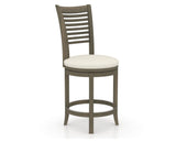 Canadel Upholstered Counter Stool 8229 in YJ Faux Leather and 08 Shadow and Swivel Base, three-quarter view