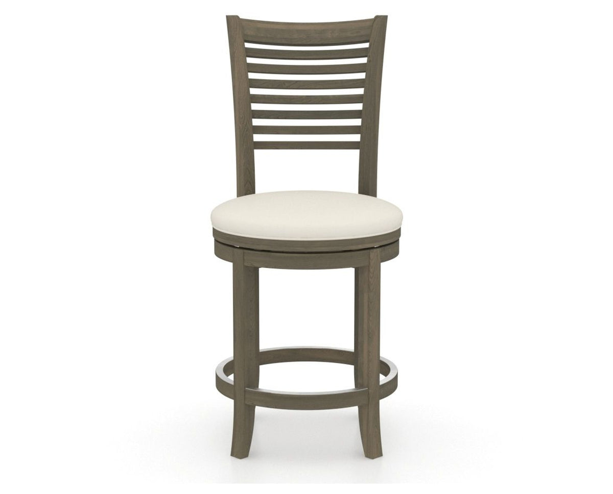 Canadel Upholstered Counter Stool 8229 in YJ Faux Leather and 08 Shadow and Swivel Base, front view