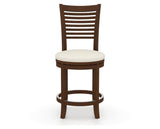 Canadel Upholstered Counter Stool 8229 in YJ Faux Leather and 19 Cognac Washed and Swivel Base, front view
