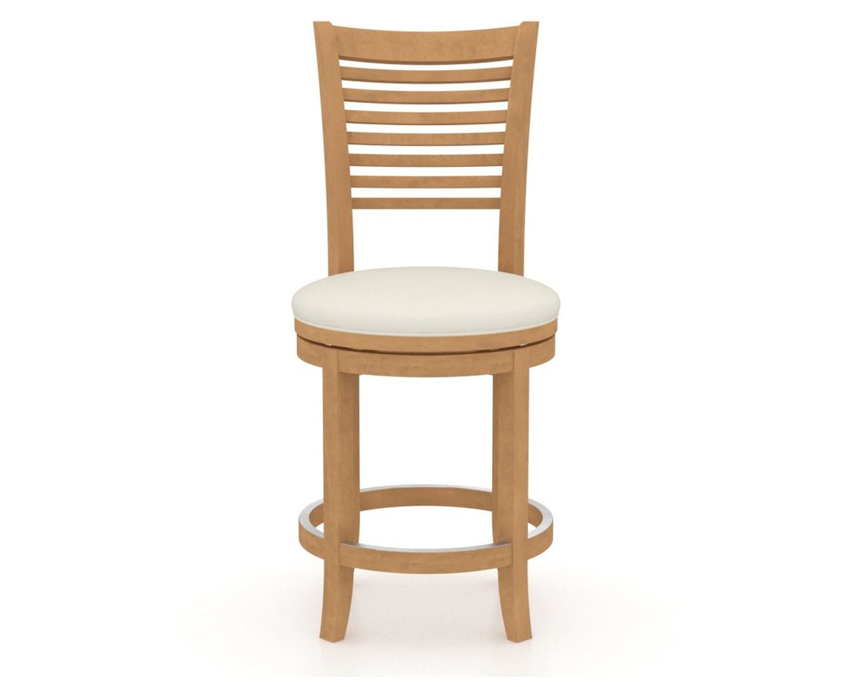 Canadel Upholstered Counter Stool 8229 in YJ Faux Leather and 20 Caramel Washed and Swivel Base, front view