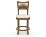 Canadel Upholstered Counter Stool 8229 in YJ Faux Leather and 25 Pecan Washed and Swivel Base, front view