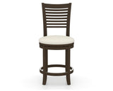 Canadel Upholstered Counter Stool 8229 in YJ Faux Leather and 29 Hazelnut Washed and Swivel Base, front view