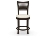 Canadel Upholstered Counter Stool 8229 in YJ Faux Leather and 59 Davy's Grey and Swivel Base, front view