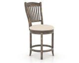 Canadel Champlain Upholstered Counter Stool 8232 in 6K Sunbrella® and 08 Shadow and Swivel Base, three-quarter view