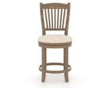 Canadel Champlain Upholstered Counter Stool 8232 in 6K Sunbrella® and 25 Pecan Washed and Swivel Base, front view