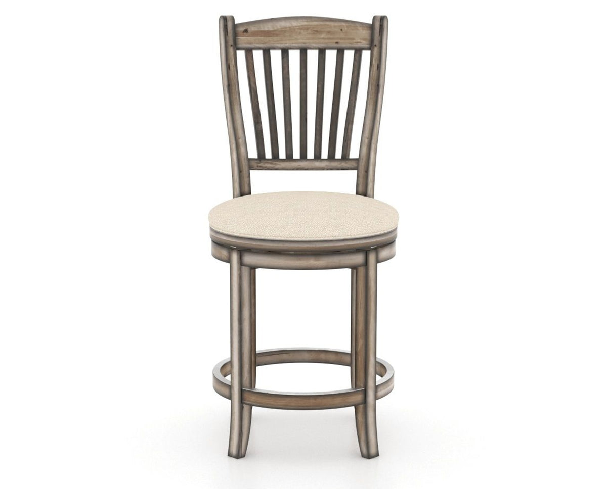 Canadel Champlain Upholstered Counter Stool 8232 in 6K Sunbrella® and 72 Heritage Nature and Swivel Base, front view