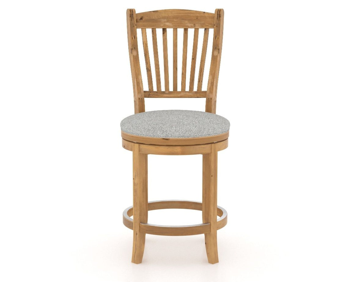 Canadel Champlain Upholstered Counter Stool 8232 in 7C Fabric and 01 Honey Washed and Swivel Base, front view