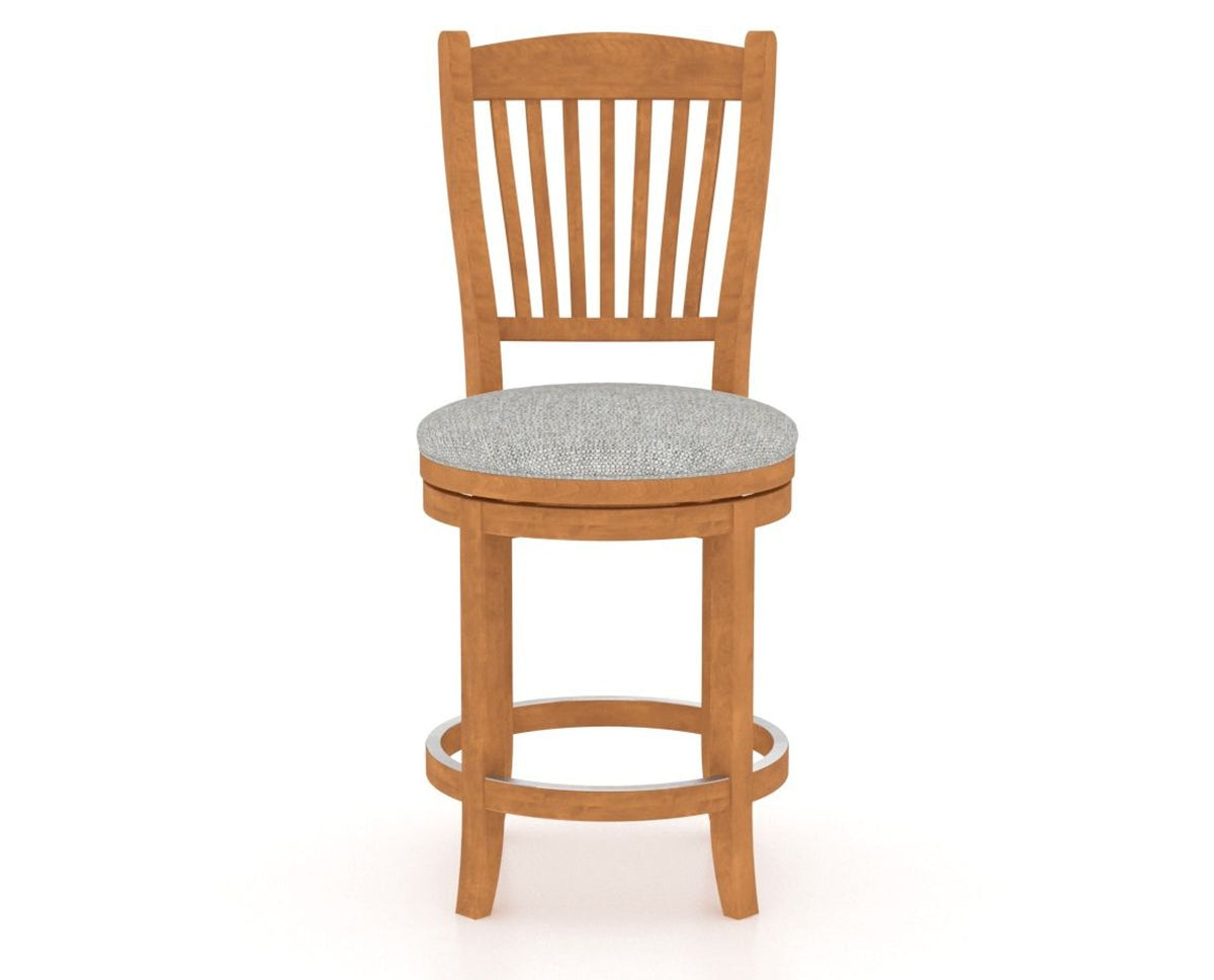 Canadel Upholstered Counter Stool 8232 in 7C Fabric and 01 Honey Washed and Swivel Base, front view