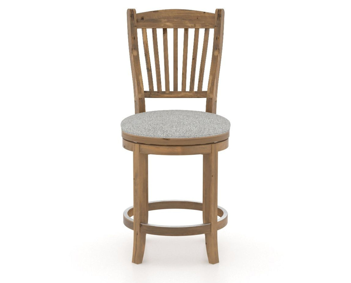 Canadel Champlain Upholstered Counter Stool 8232 in 7C Fabric and 03 Oak Washed and Swivel Base, front view