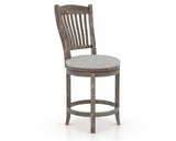 Canadel Champlain Upholstered Counter Stool 8232 in 7C Fabric and 08 Shadow and Swivel Base, three-quarter view