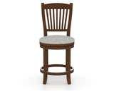 Canadel Upholstered Counter Stool 8232 in 7C Fabric and 19 Cognac Washed and Swivel Base, front view