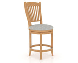 Canadel Upholstered Counter Stool 8232 in 7C Fabric and 20 Caramel Washed and Swivel Base, three-quarter view